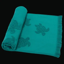 Outlet Vilebrequin Beach Fouta In Organic Cotton Turtles Jacquard Linden/Green