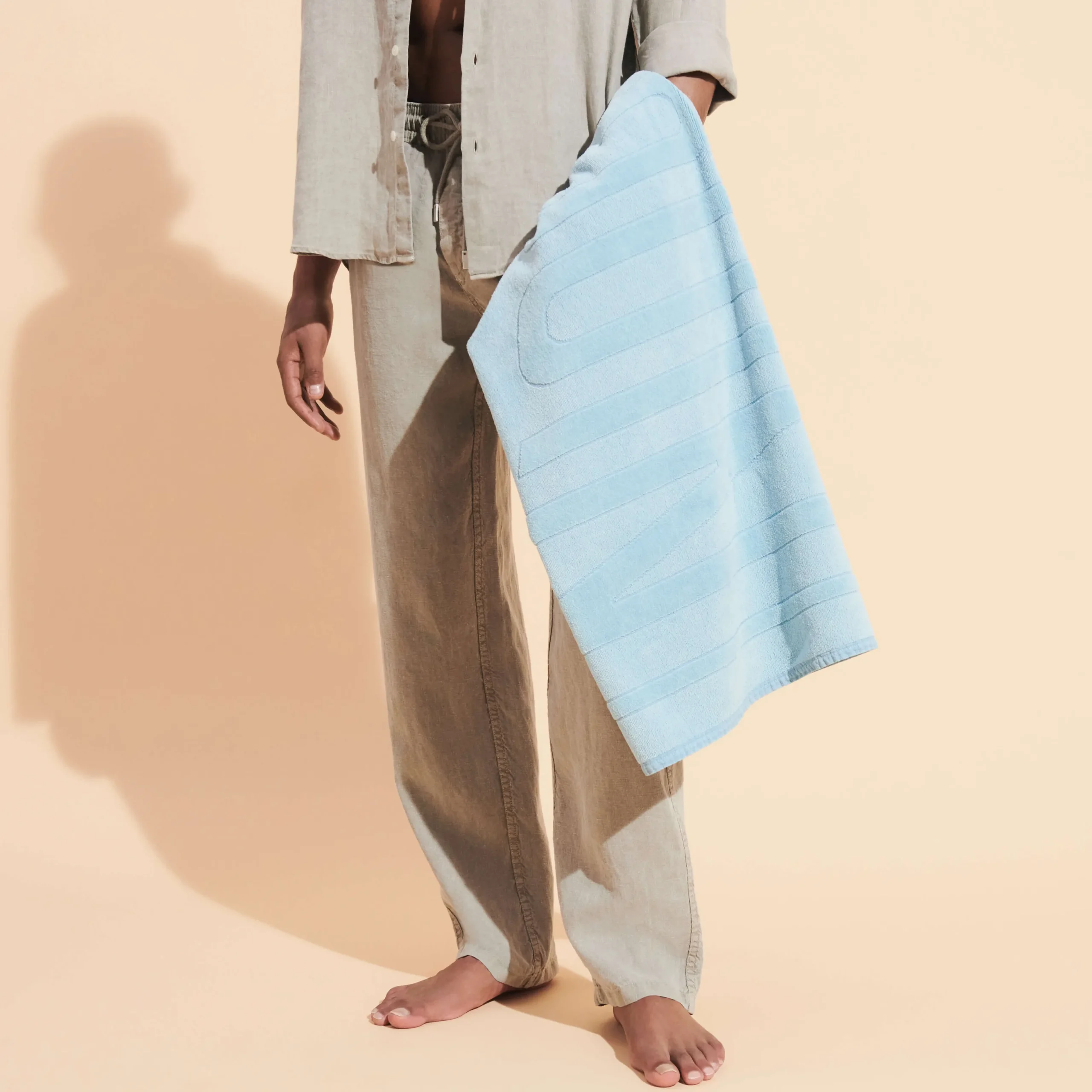 Discount Vilebrequin Beach Towel Cotton Solid Mineral Source/Blue