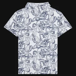 Shop Vilebrequin Boys Cotton Polo Shirt Octopussy White/White
