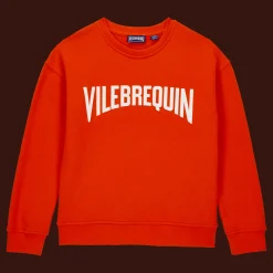 Outlet Vilebrequin Boys Crewneck Cotton Sweatshirt Logo Poppy Red/Red