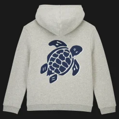 Sale Vilebrequin Boys Front Zip Sweatshirt Turtle Print At The Back Heather Grey/Grey