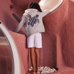 Sale Vilebrequin Boys Front Zip Sweatshirt Turtle Print At The Back Heather Grey/Grey