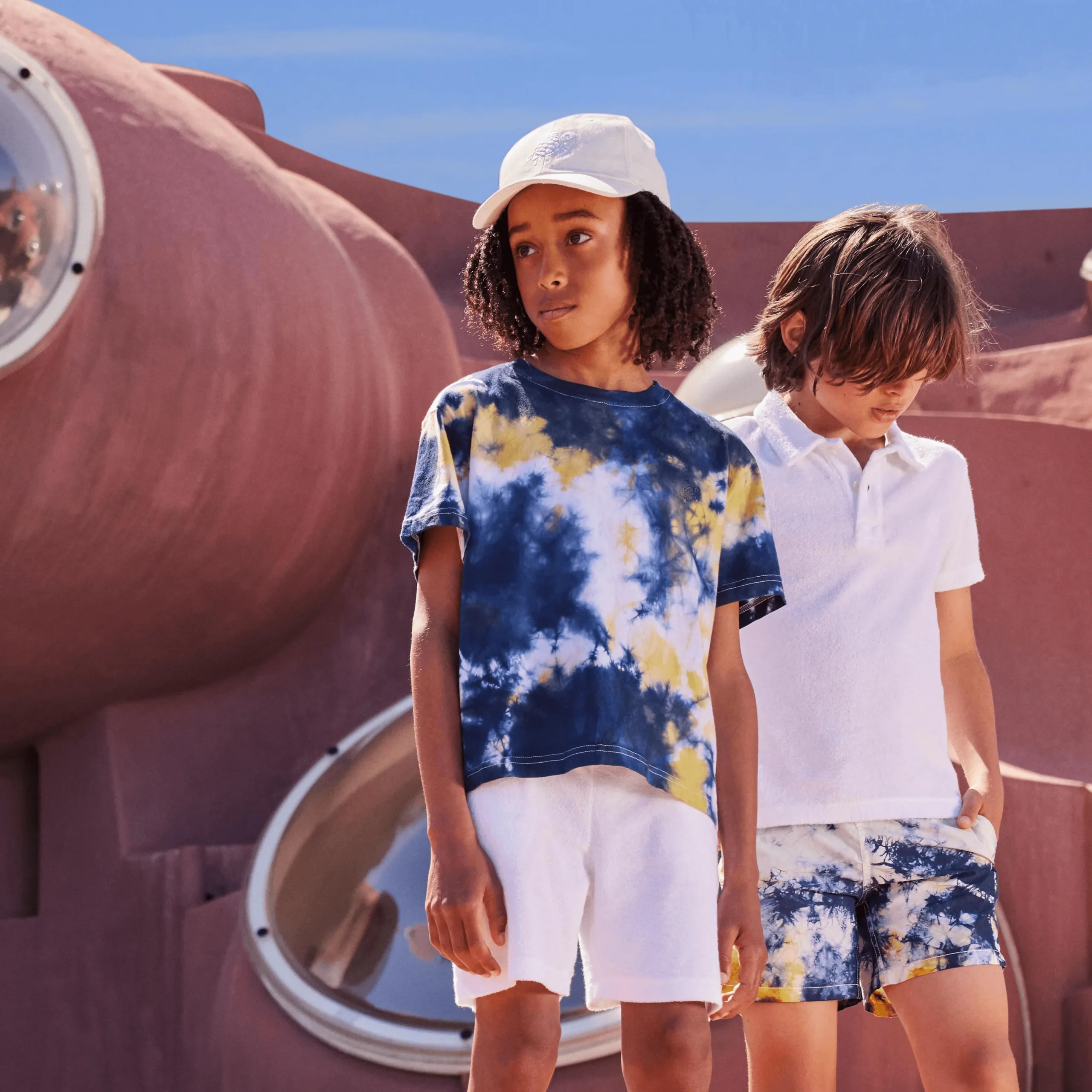 Clearance Vilebrequin Boys Organic Cotton T-Shirt Tie & Dye Navy/Blue