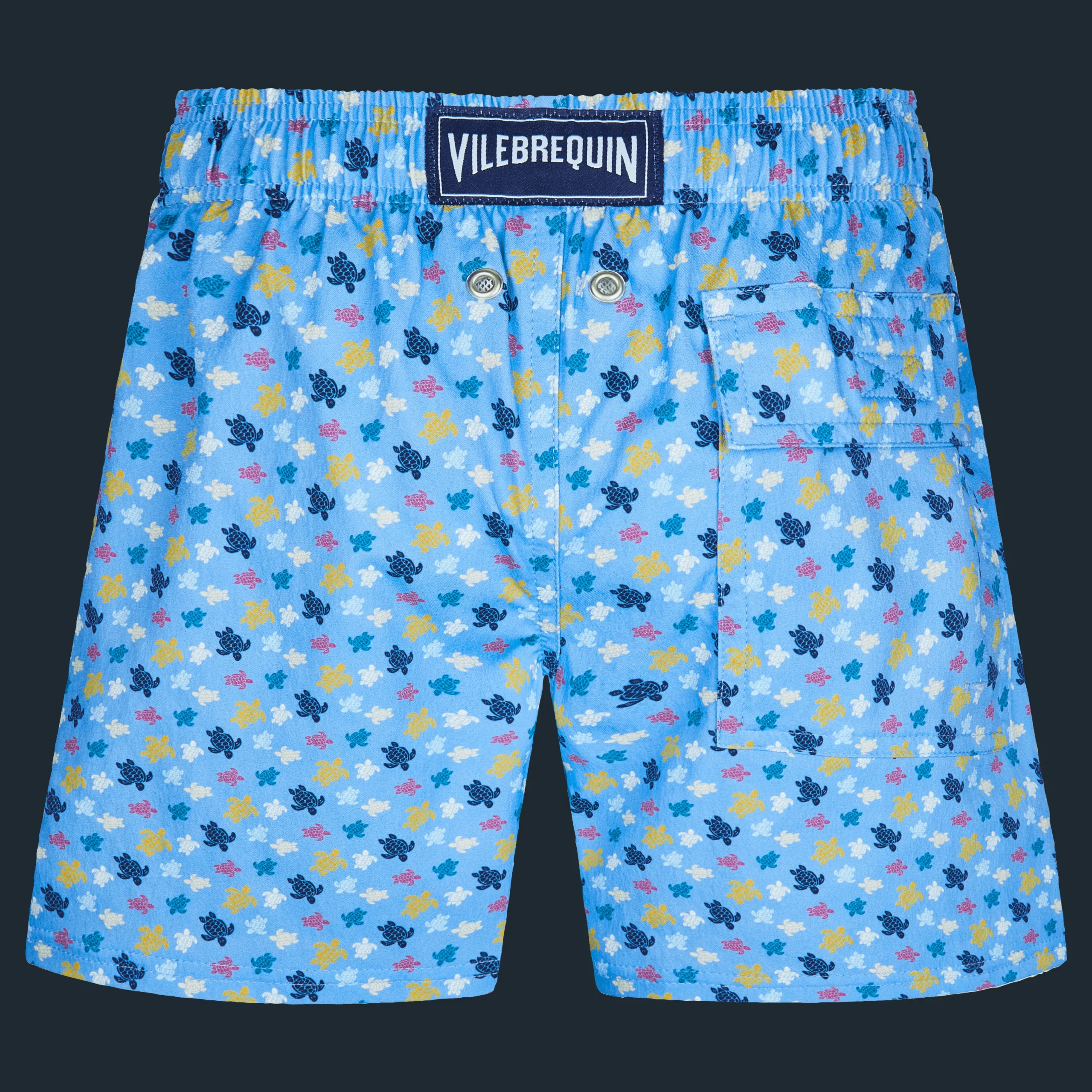 Shop Vilebrequin Boys Stretch Swim Trunks Micro Ronde Des Tortues Rainbow Divine/Blue