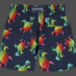 Outlet Vilebrequin Boys Stretch Swim Trunks Tortues Rainbow Multicolor - X Kenny Scharf Navy/Blue