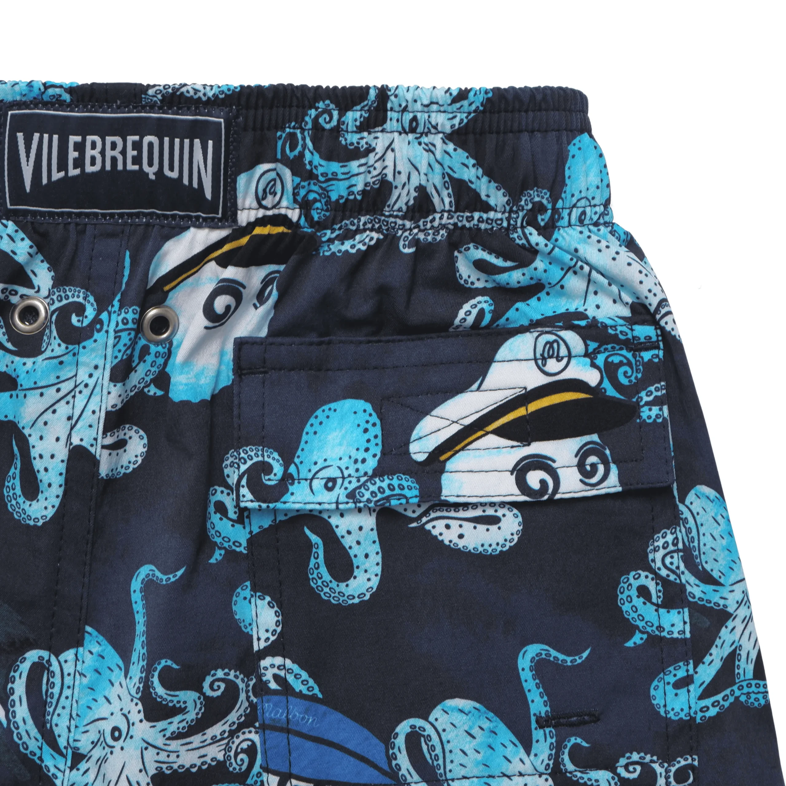 Cheap Vilebrequin Boys Stretch Swim Trunks - X Malbon Navy/Blue