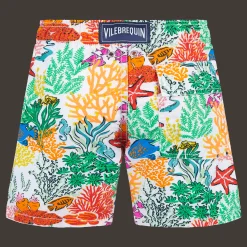 Clearance Vilebrequin Boys Swim Shorts Fonds Marins Multicolores White/White