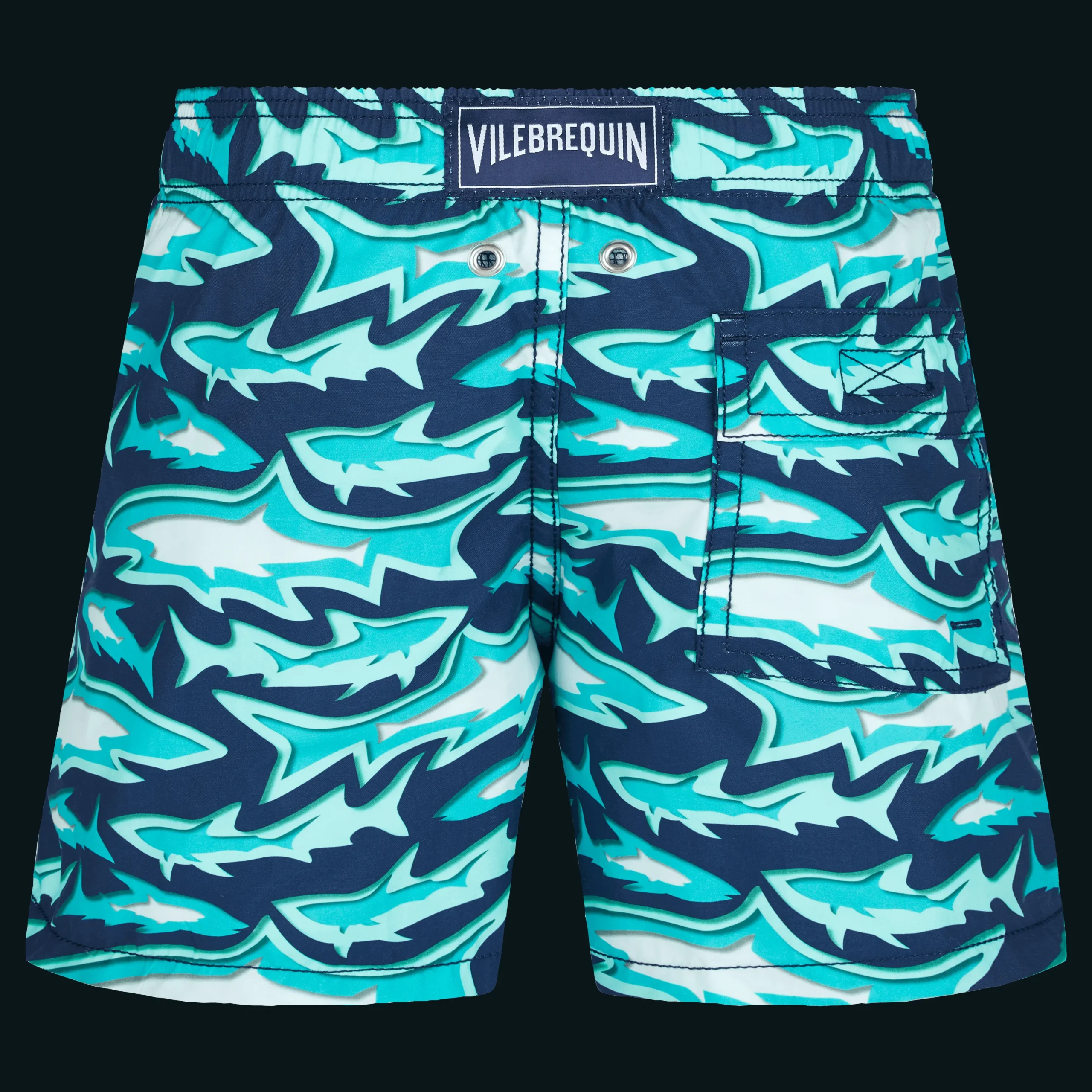 Sale Vilebrequin Boys Swim Shorts Requins 3D Navy/Blue