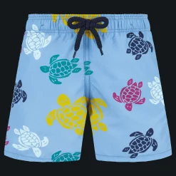Outlet Vilebrequin Boys Swim Shorts Ronde Des Tortues Divine/Blue