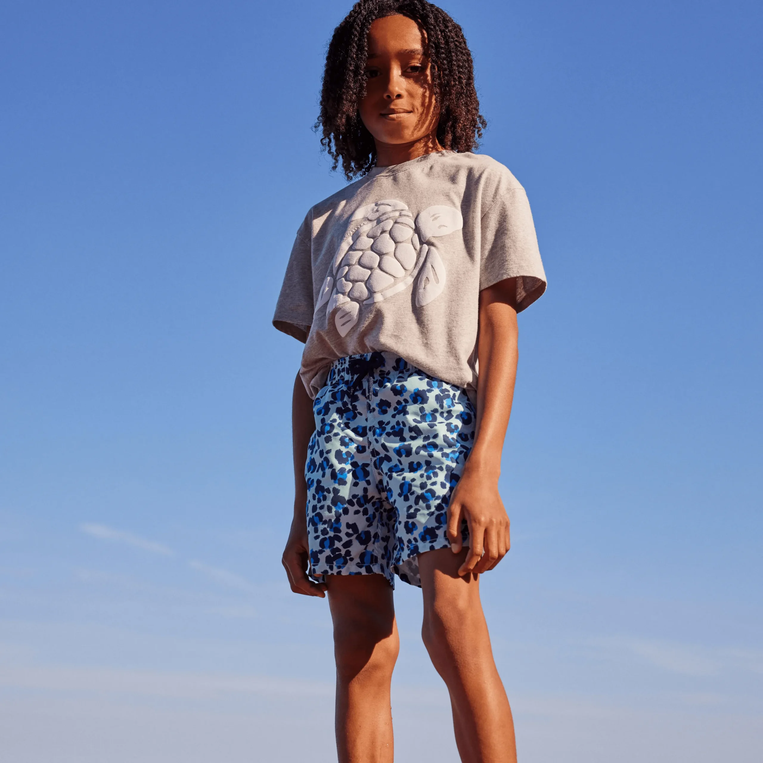 Online Vilebrequin Boys Swim Shorts Turtles Leopard Thalassa/Blue