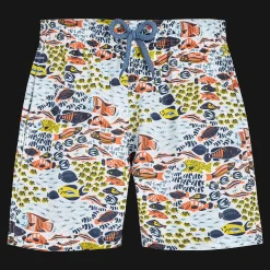 Discount Vilebrequin Boys Swim Shorts Ultra-Light And Packable Fish Family White/White