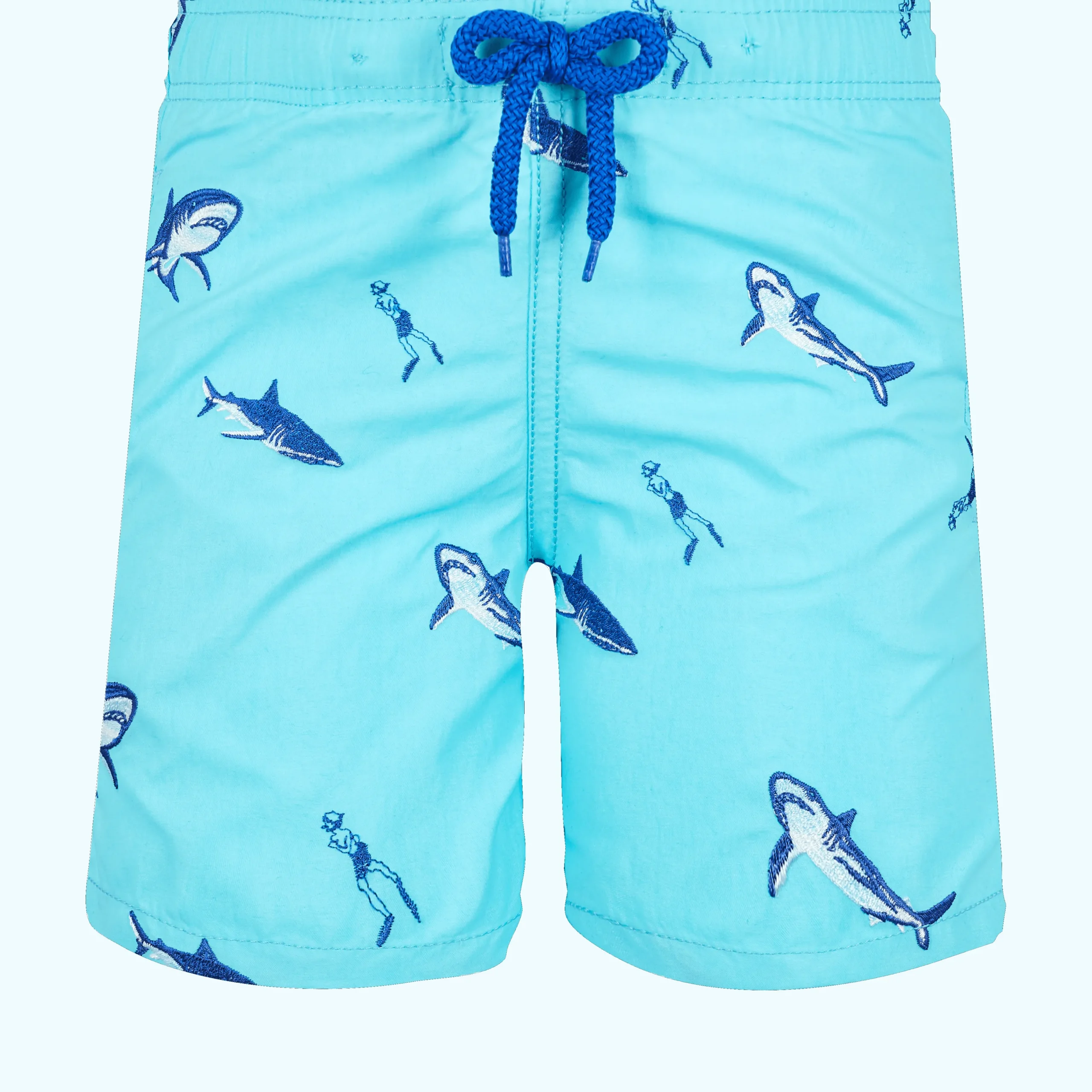 Outlet Vilebrequin Boys Swim Trunks Embroidered 2009 Les Requins Lazulii Blue/Blue