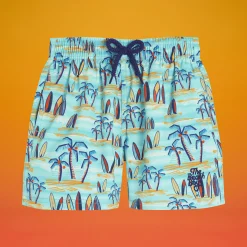 Discount Vilebrequin Boys Swim Trunks Palms & Surfs - X The Beach Boys Lazulii Blue/Blue