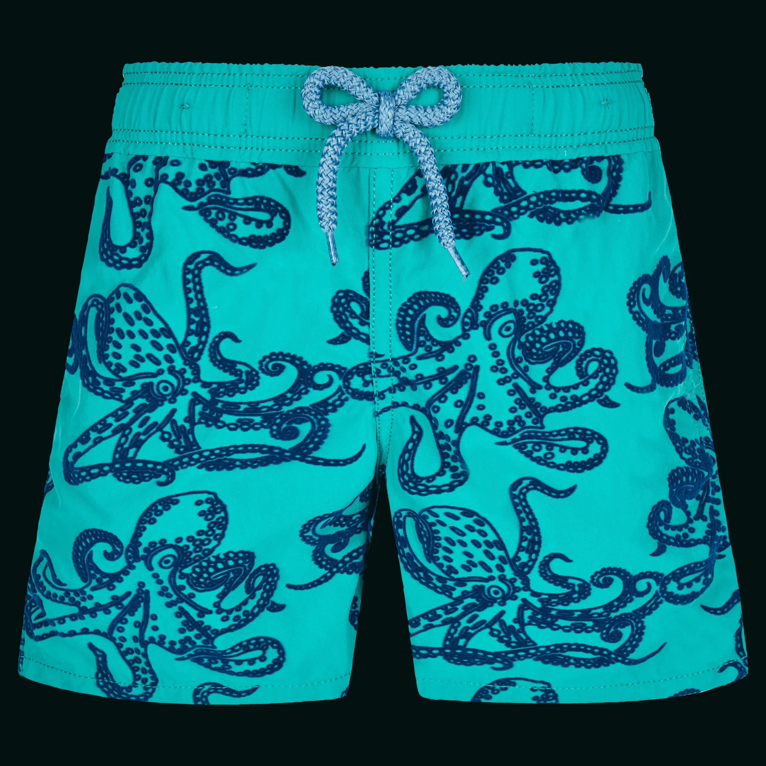 Clearance Vilebrequin Boys Swim Trunks Poulpes Flocked Emerald/Green