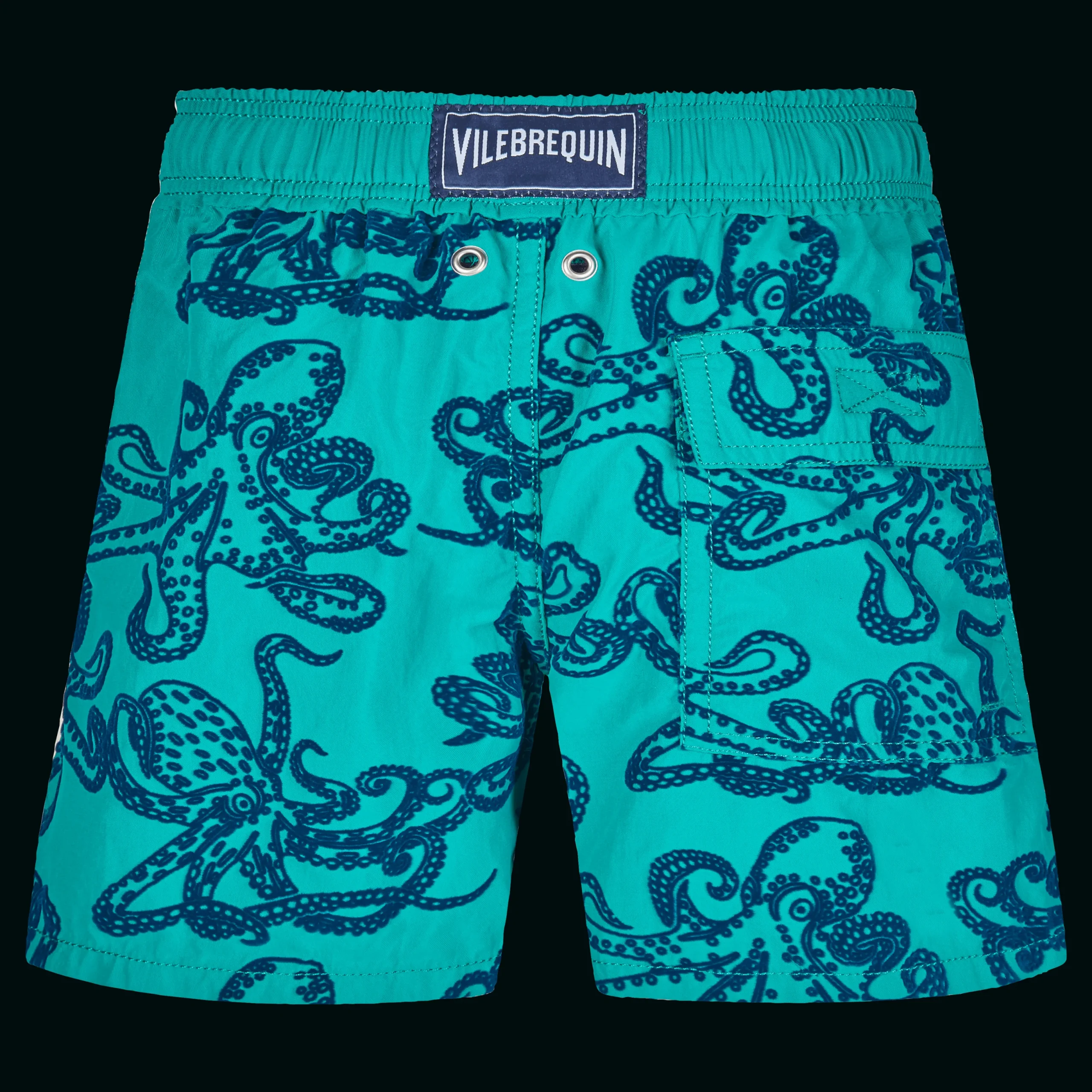 Clearance Vilebrequin Boys Swim Trunks Poulpes Flocked Emerald/Green