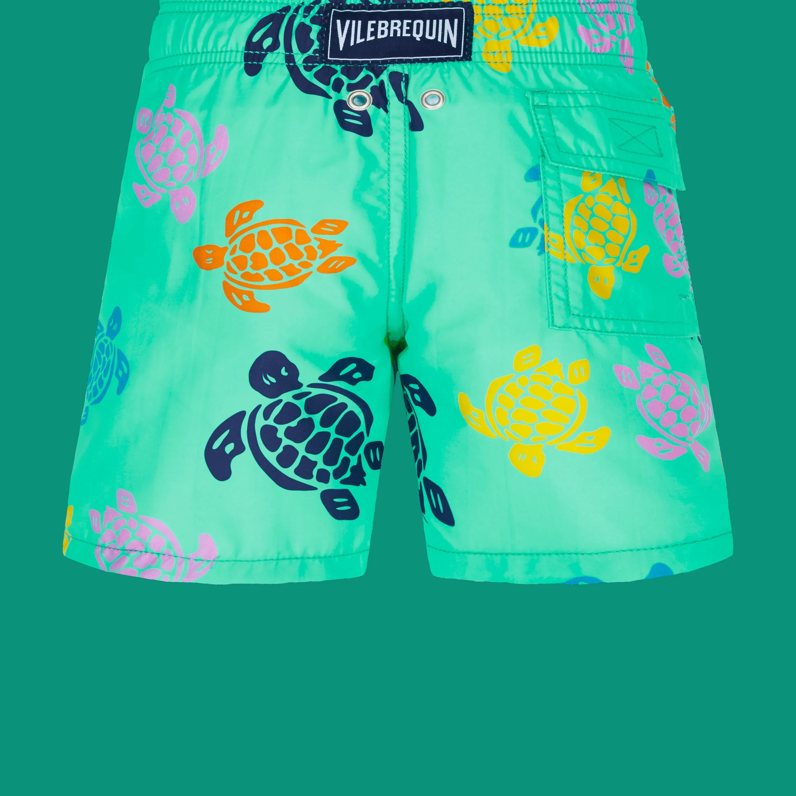Hot Vilebrequin Boys Swim Trunks Ronde Des Tortues Multicolore Nenuphar/Green