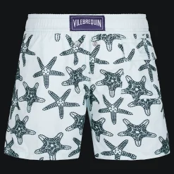 Best Vilebrequin Boys Swim Trunks Starfish Dance Flocked Glacier/Blue