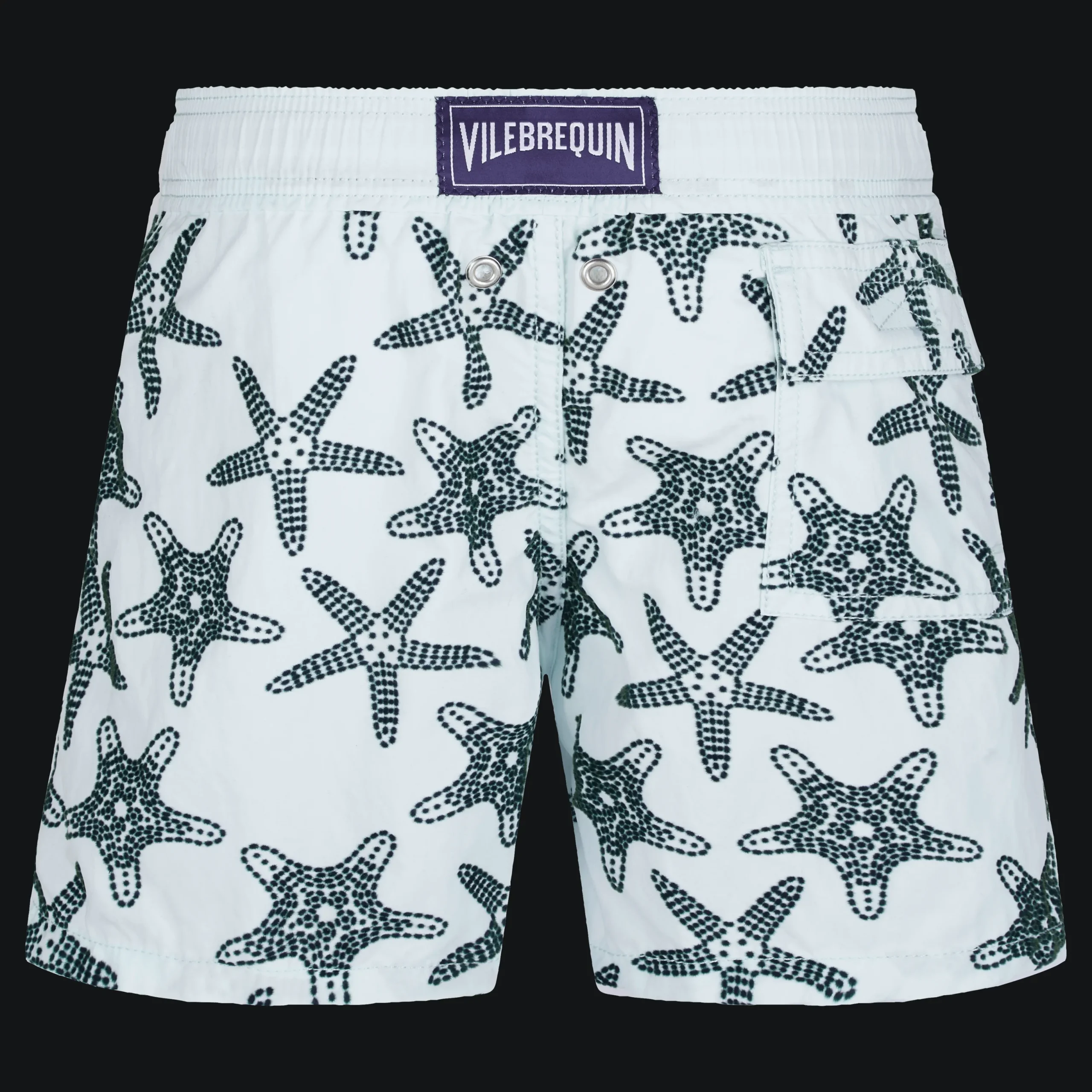 Best Vilebrequin Boys Swim Trunks Starfish Dance Flocked Glacier/Blue