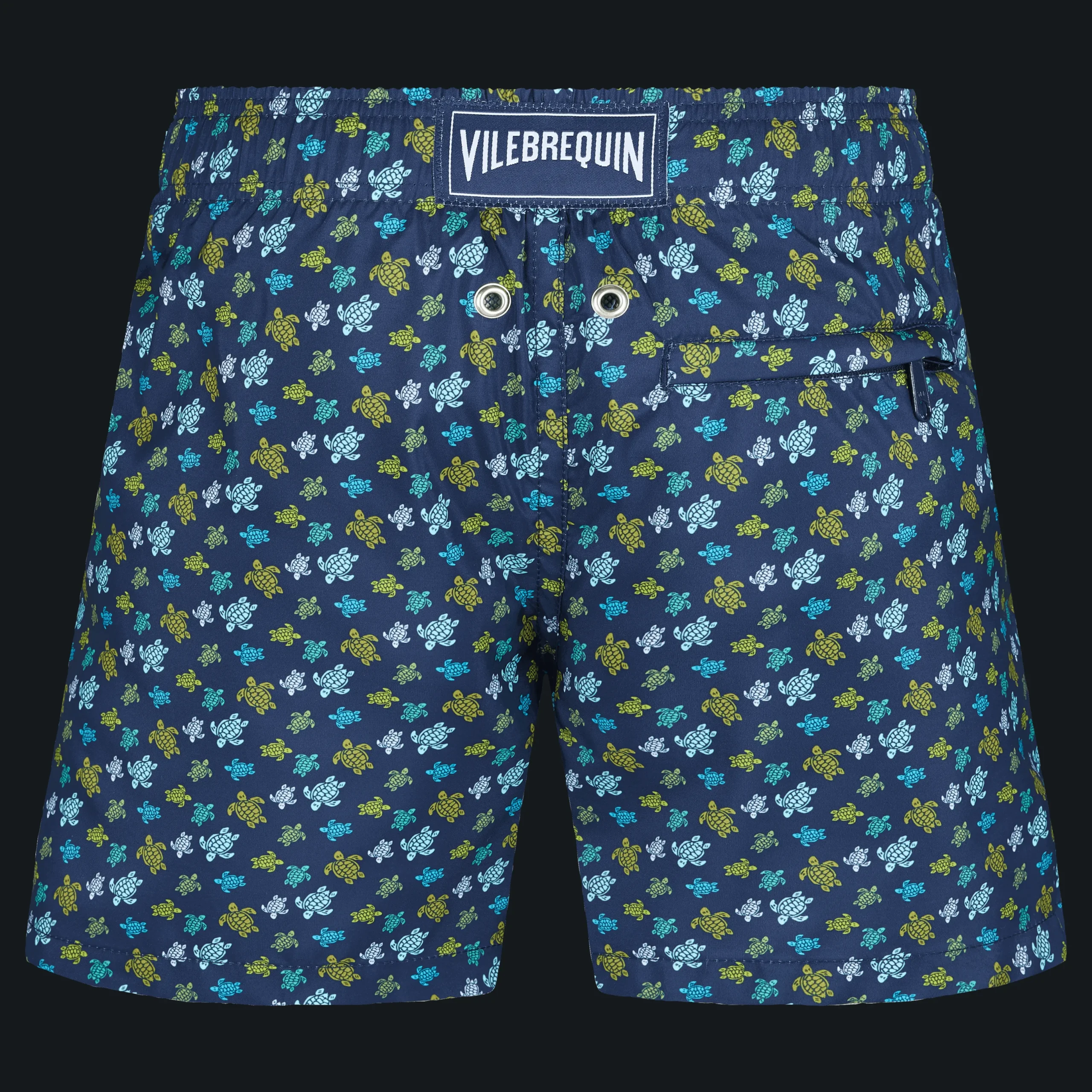Fashion Vilebrequin Boys Ultra-Light And Packable Swim Trunks Micro Tortues Rainbow Navy/Blue