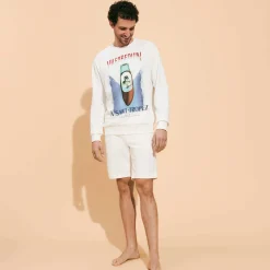 Sale Vilebrequin Cotton And Fleece Crewneck Men Sweatshirt Inboard Boat Off White/White