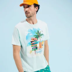 Best Sale Vilebrequin Cotton Men T-Shirt Holidays Signpost Thalassa/Blue