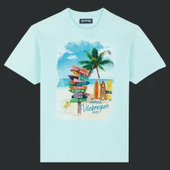 Best Sale Vilebrequin Cotton Men T-Shirt Holidays Signpost Thalassa/Blue