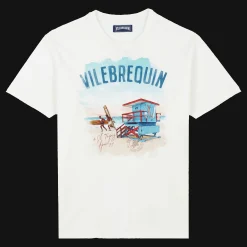 Clearance Vilebrequin Cotton Men T-Shirt Malibu Lifeguard Off White/White