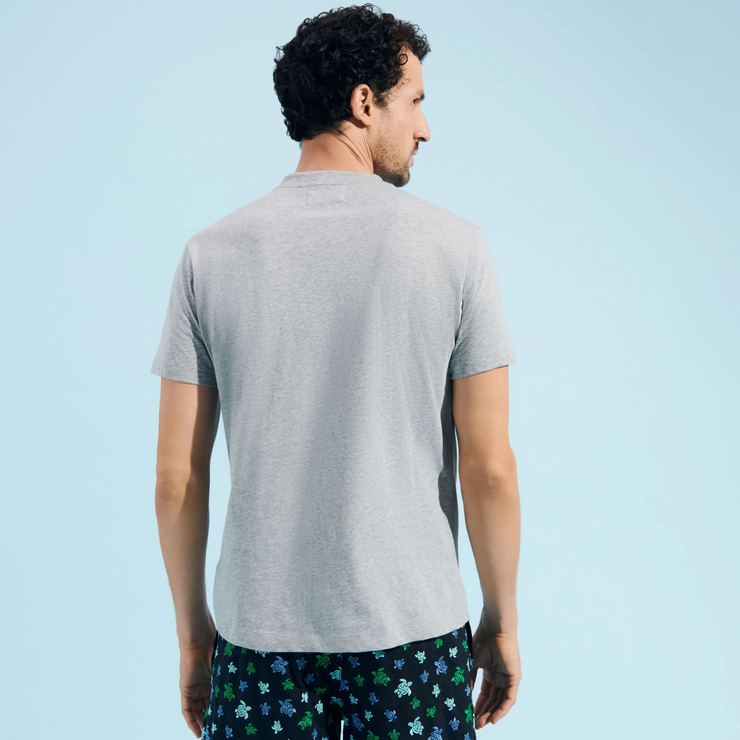Store Vilebrequin Cotton Men T-Shirt Turtles Leopard Heather Grey/Grey