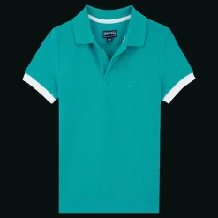 Outlet Vilebrequin Cotton Pique Boys Polo Shirt Solid Tropezian Green/Green