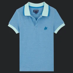 Cheap Vilebrequin Cotton Pique Boys Polo Shirt Solid Thalassa/Blue