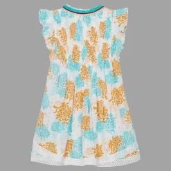 Hot Vilebrequin Girl Mini Dress Iridescent Flowers Of Joy- X Poupette St Barth Terracotta/Red