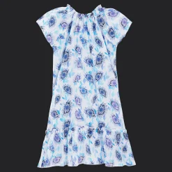 Hot Vilebrequin Girls Cotton Dress Flash Flowers Purple Blue/Blue