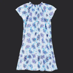 Hot Vilebrequin Girls Cotton Dress Flash Flowers Purple Blue/Blue