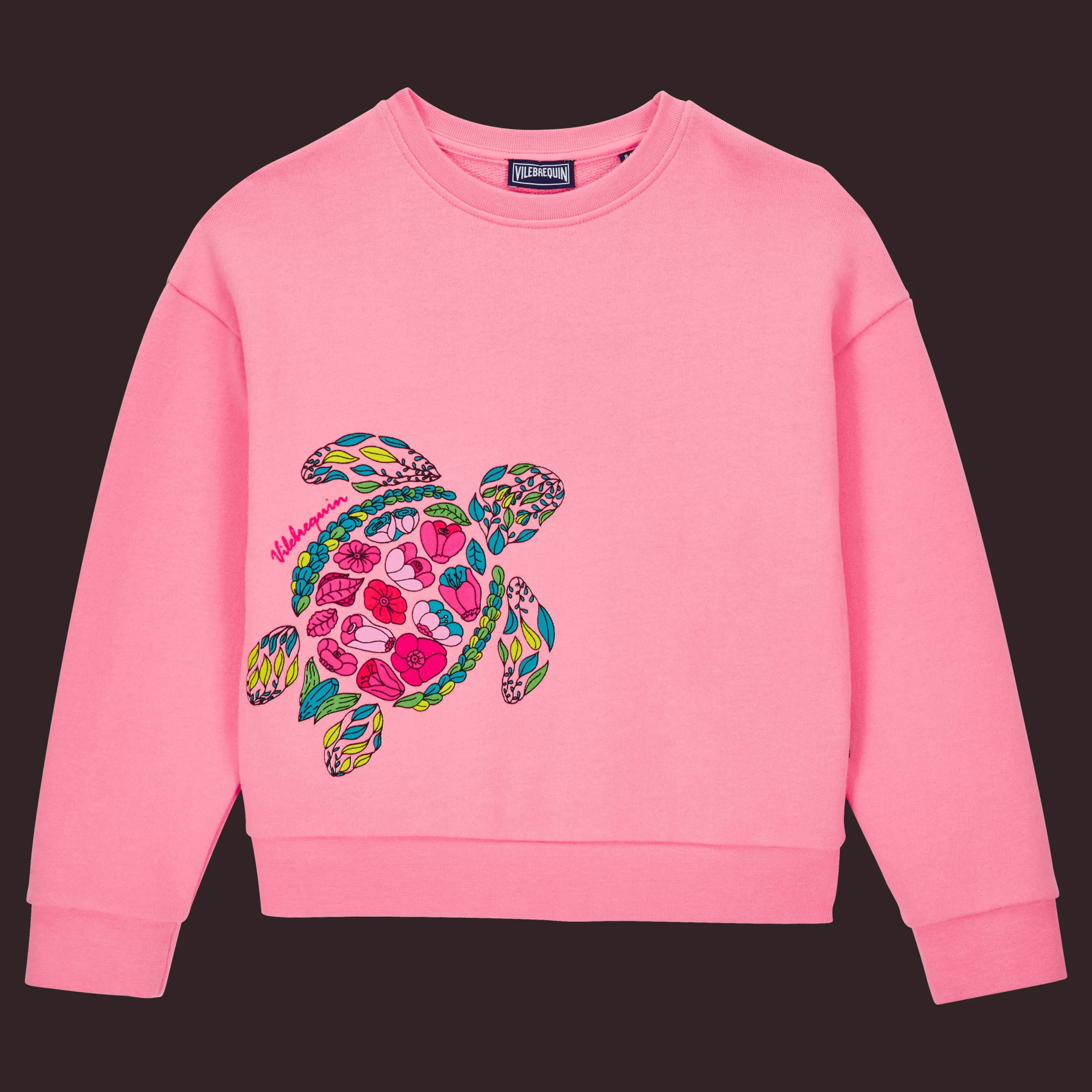 Shop Vilebrequin Girls Crewneck Sweatshirt Provencal Turtles Candy/Pink