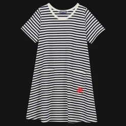 Shop Vilebrequin Girls Dress Stripes Navy/White/Blue