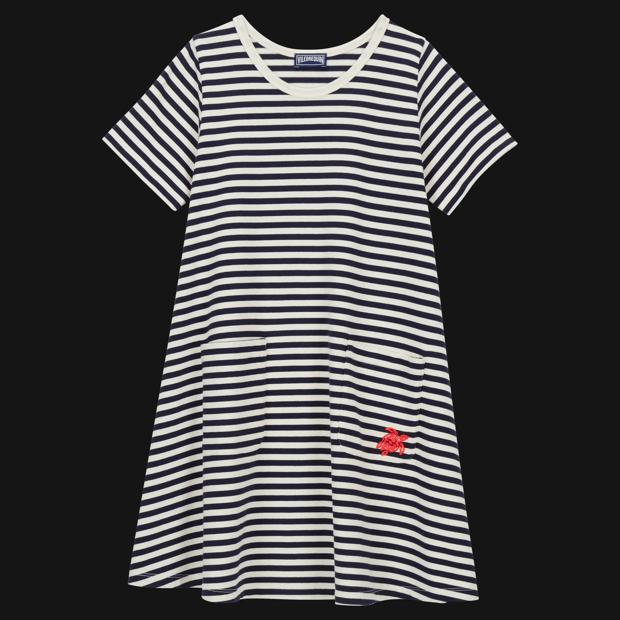Shop Vilebrequin Girls Dress Stripes Navy/White/Blue
