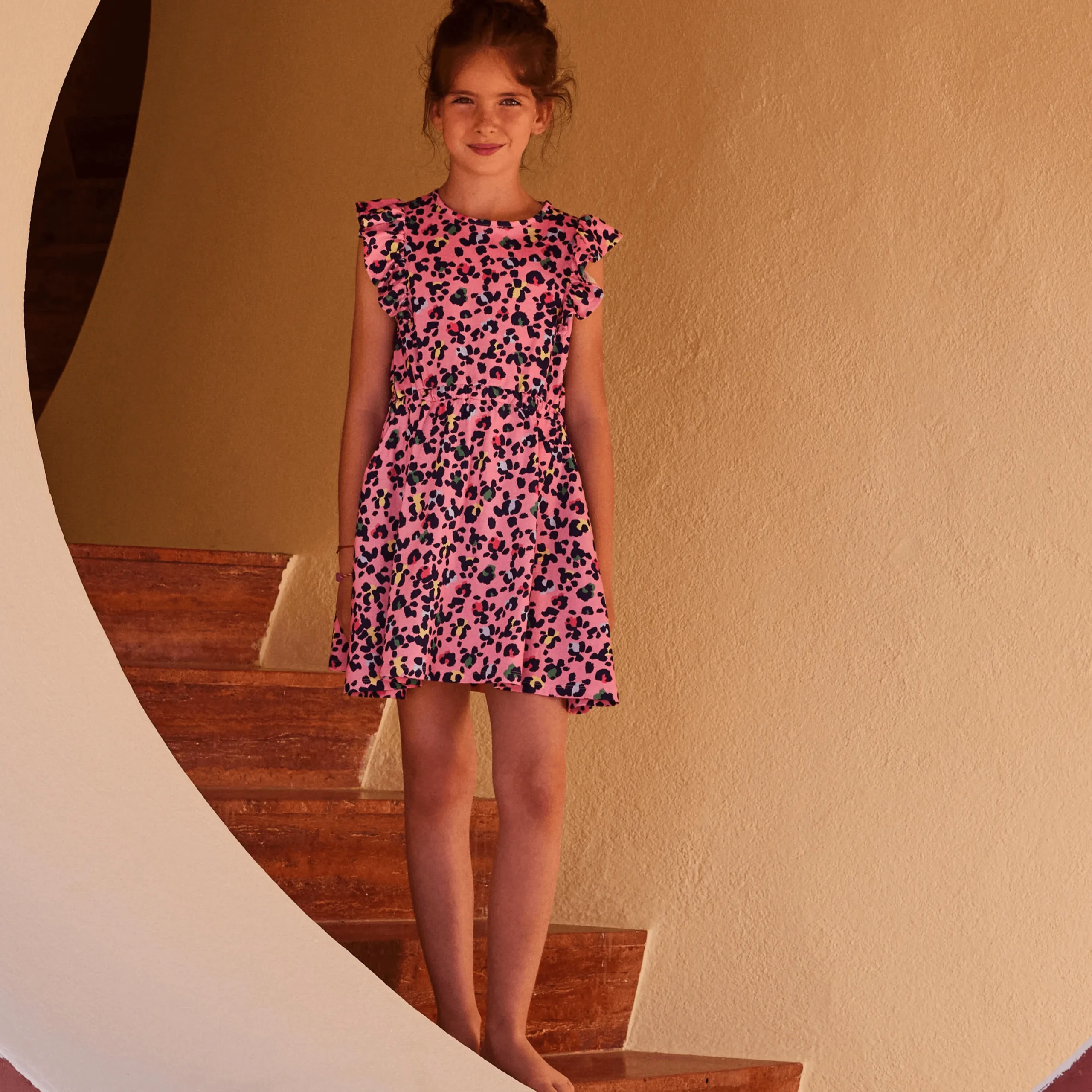 Sale Vilebrequin Girls Dress Turtles Leopard Candy/Pink