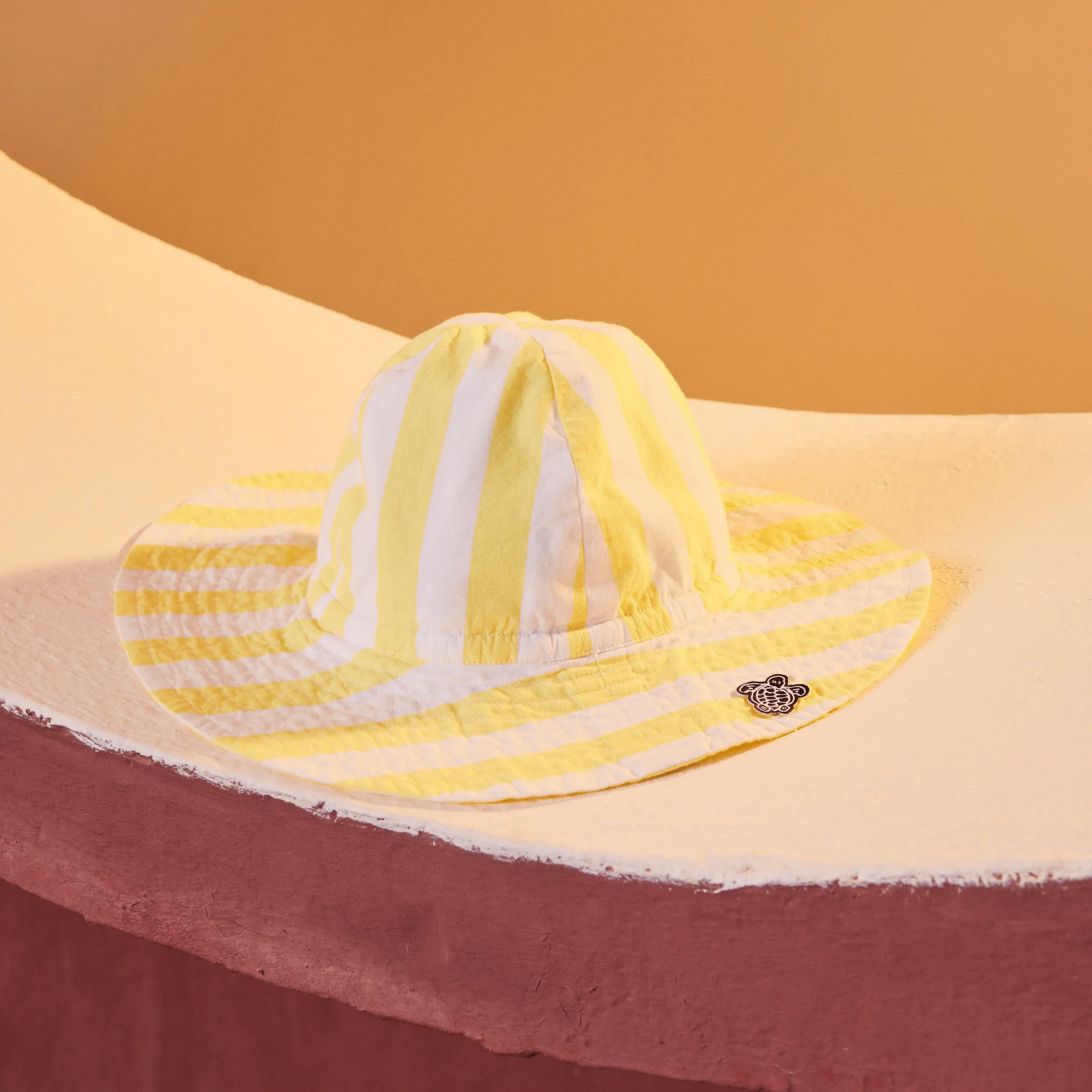 Online Vilebrequin Girls Large Stripes Cotton Hat Sunflower/Yellow
