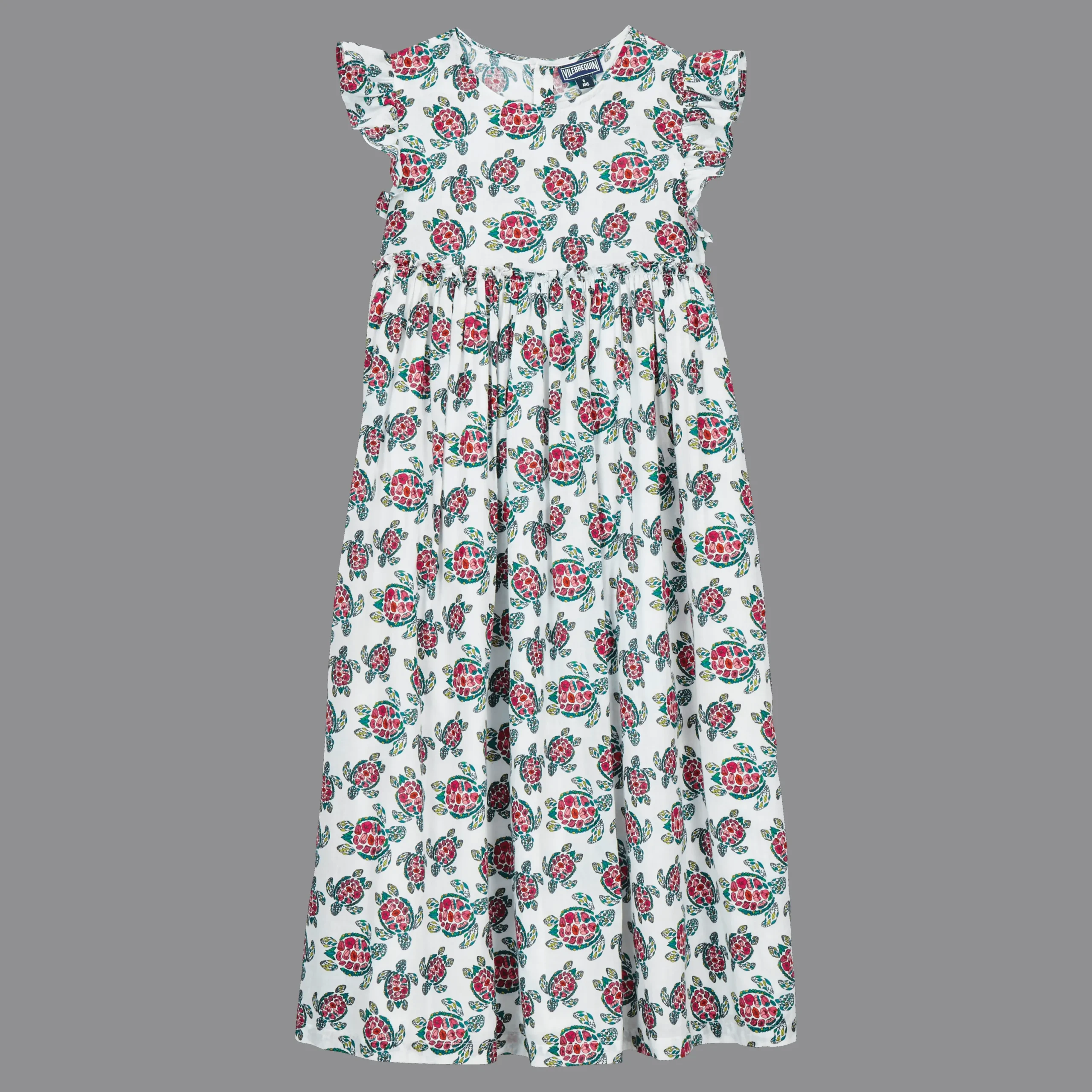 Hot Vilebrequin Girls Long Dress Provencal Turtle White/White