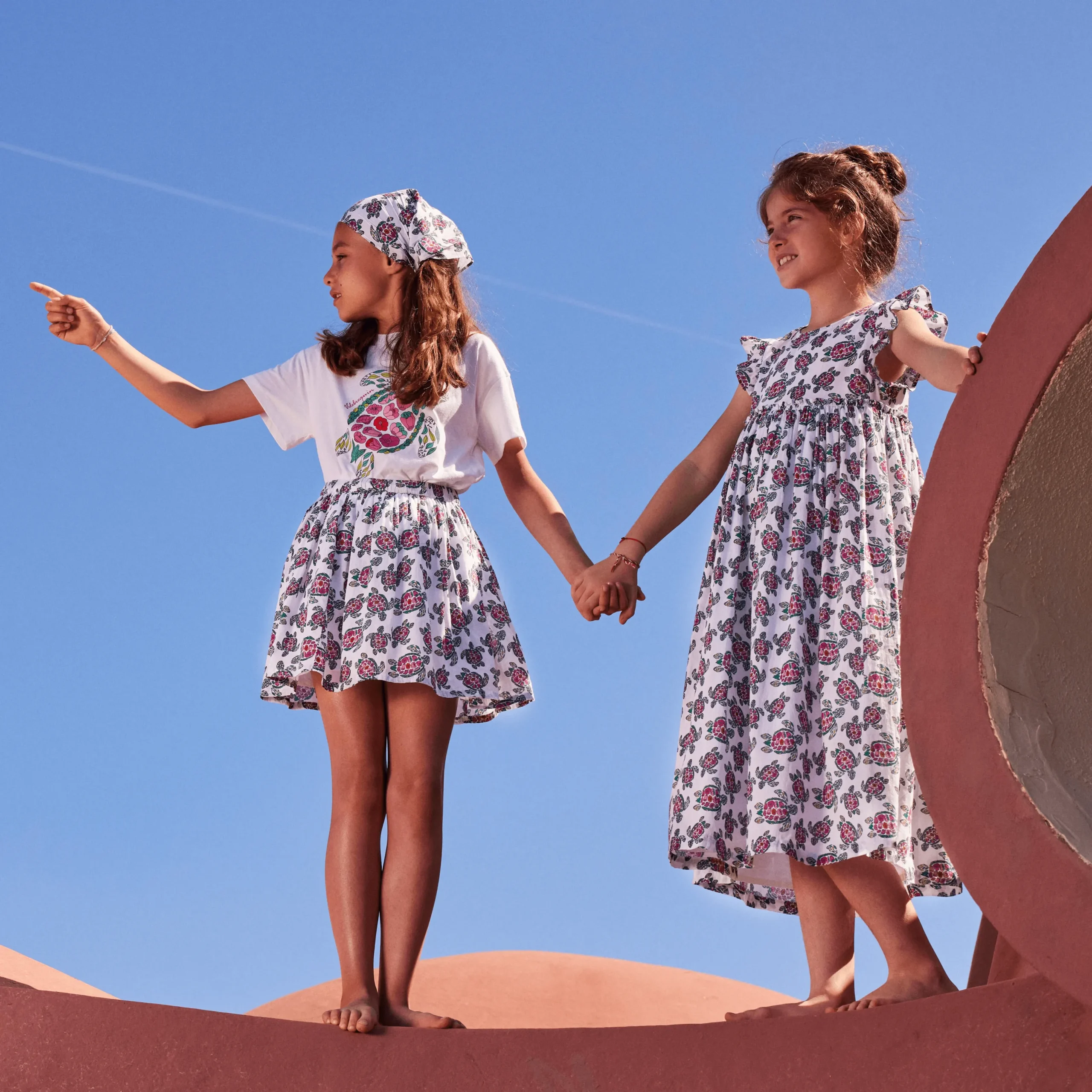 Hot Vilebrequin Girls Long Dress Provencal Turtle White/White