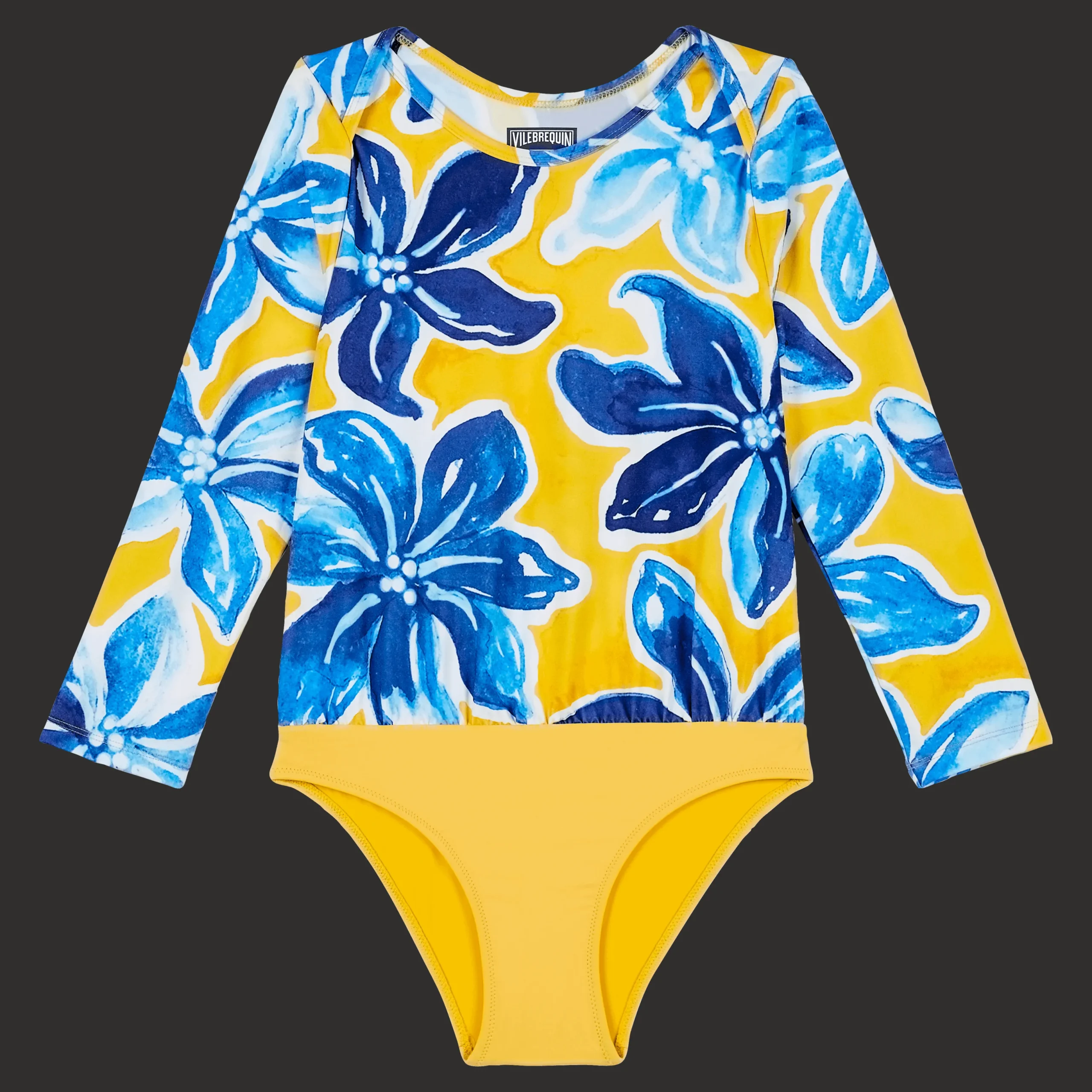 Fashion Vilebrequin Girls One-Piece Rashguard Raiatea Sun/Yellow