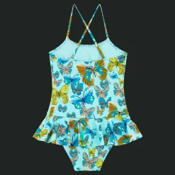 Outlet Vilebrequin Girls One-Piece Swimsuit Butterflies Lagoon/Blue