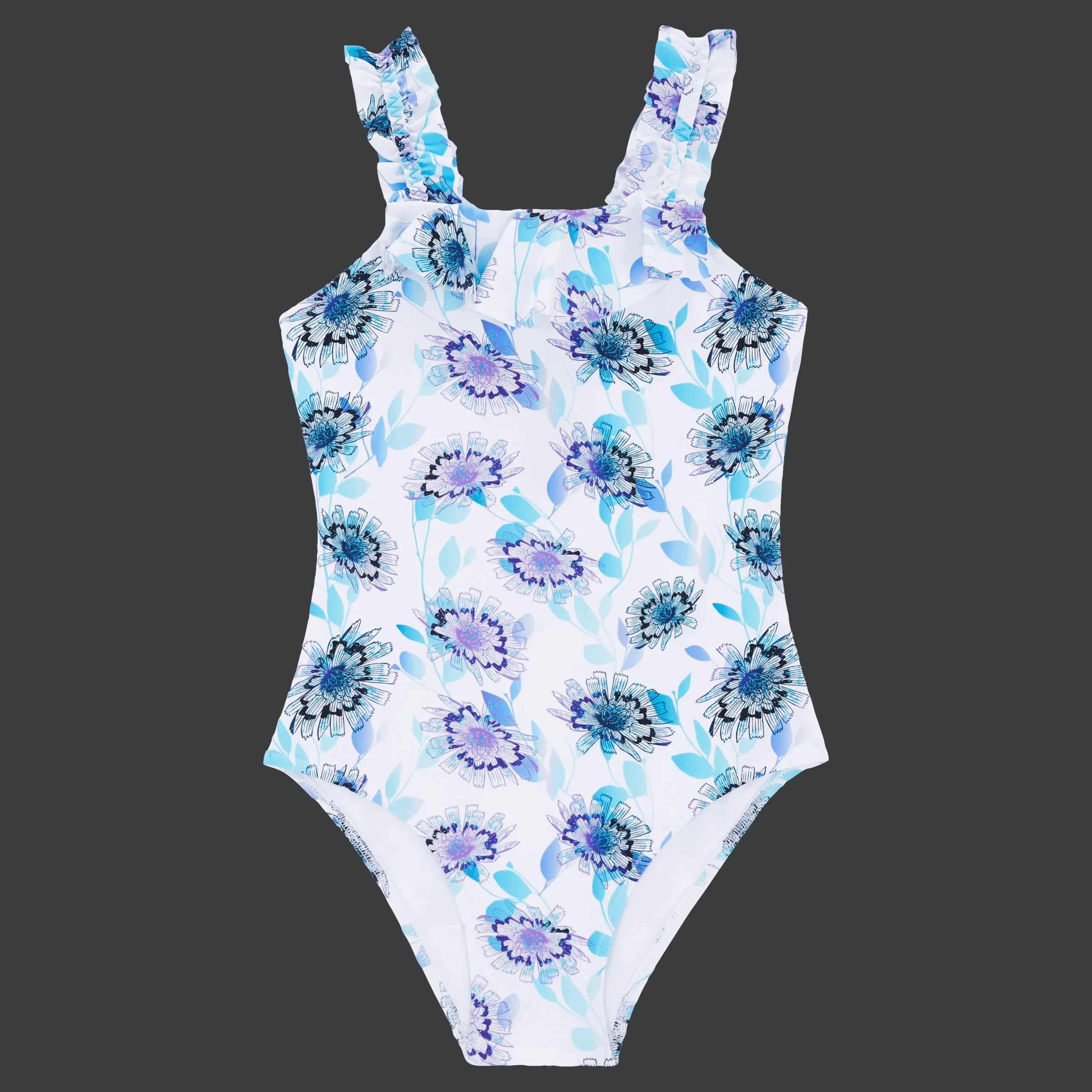 Clearance Vilebrequin Girls One-Piece Swimsuit Flash Flowers Purple Blue/Blue