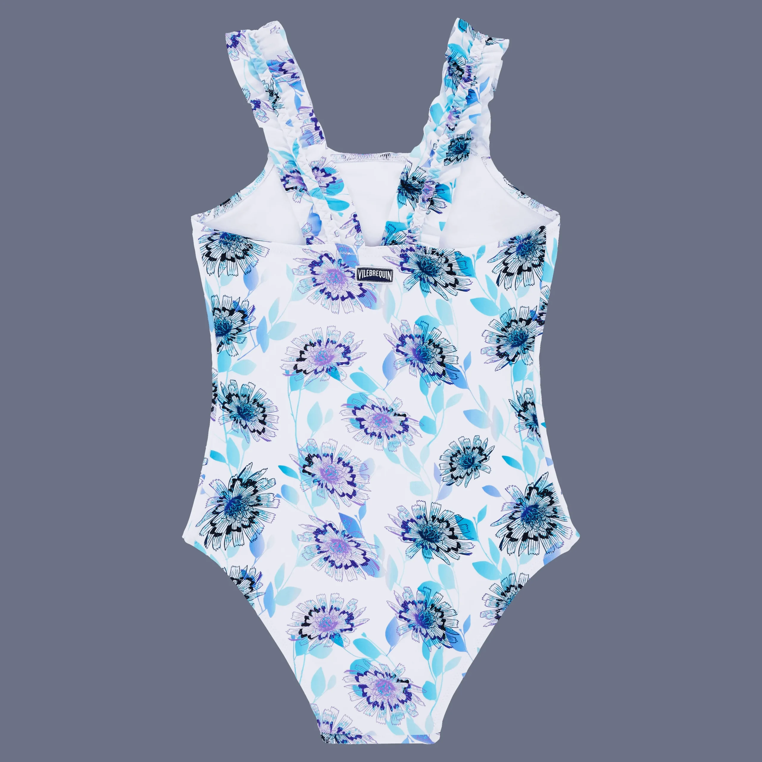 Clearance Vilebrequin Girls One-Piece Swimsuit Flash Flowers Purple Blue/Blue