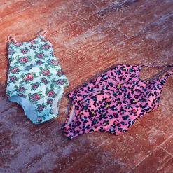 Cheap Vilebrequin Girls One-Piece Swimsuit Turtles Leopard Candy/Pink
