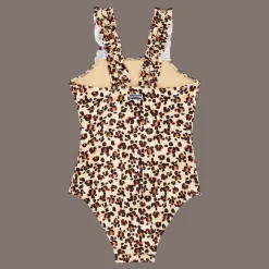 Shop Vilebrequin Girls One-Piece Swimsuit Turtles Leopard Straw/Yellow