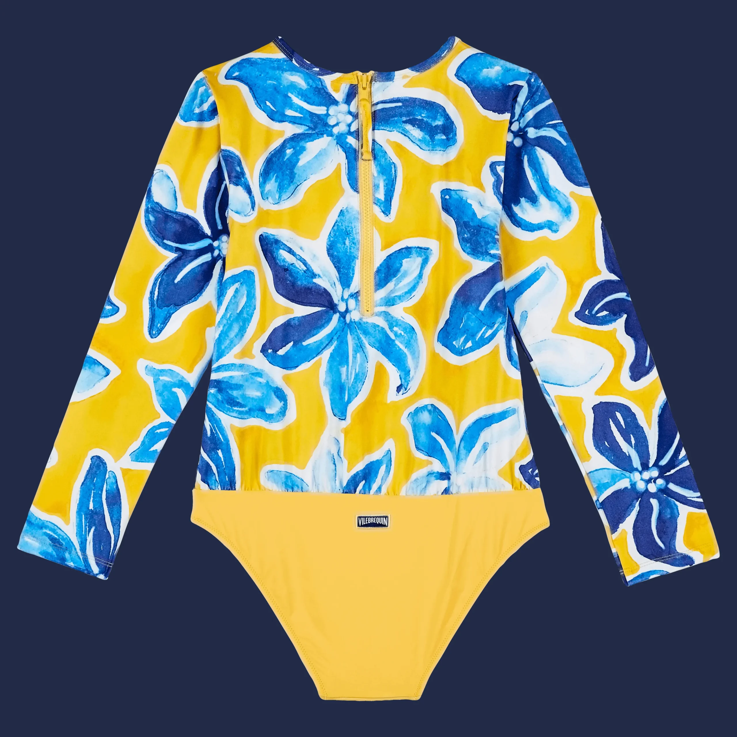 Best Vilebrequin Girls One-Piece Zipped Rashguard Raiatea Sun/Yellow