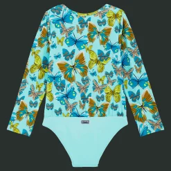 Discount Vilebrequin Girls One-Piece Zipped Rashguard Butterflies Lagoon/Blue