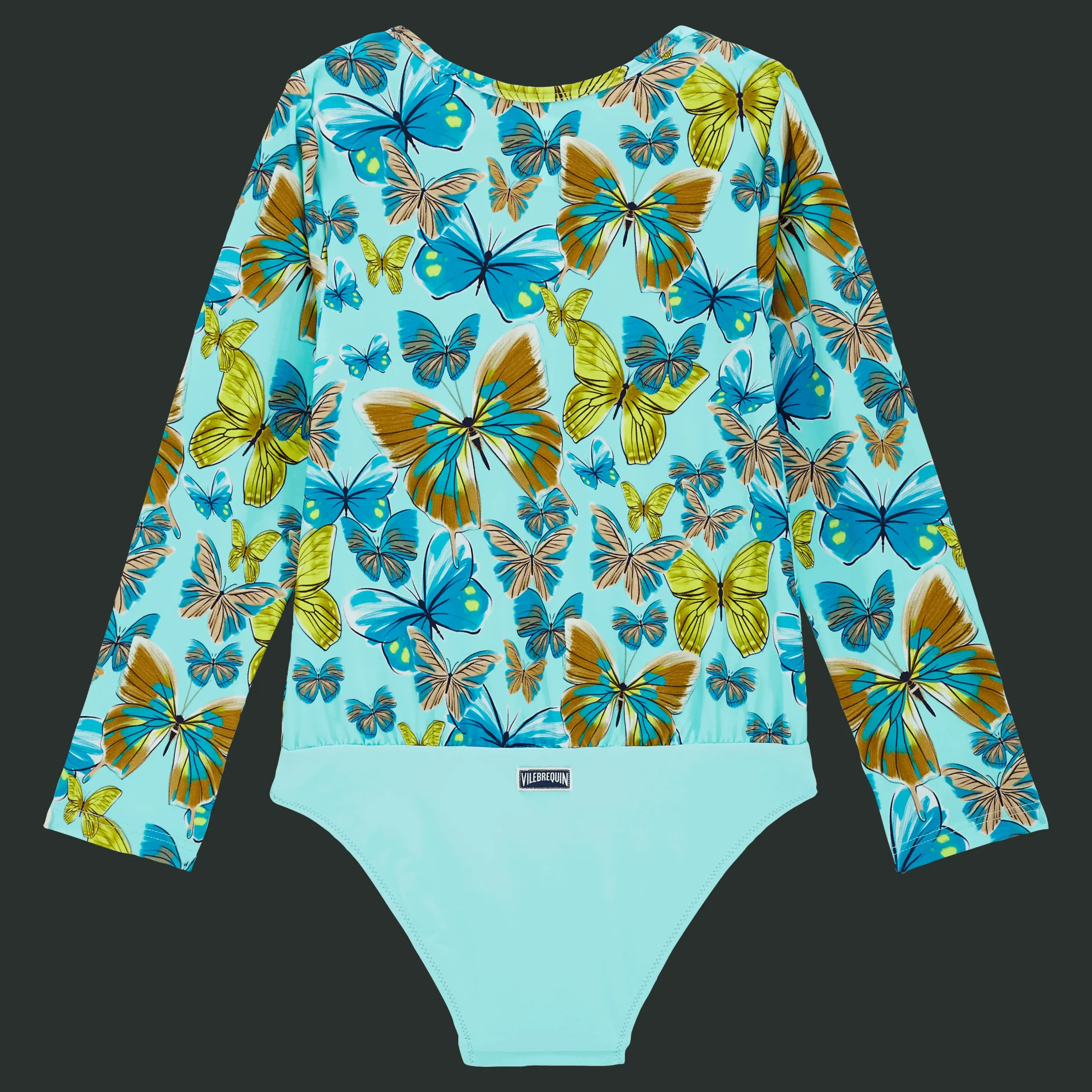 Discount Vilebrequin Girls One-Piece Zipped Rashguard Butterflies Lagoon/Blue