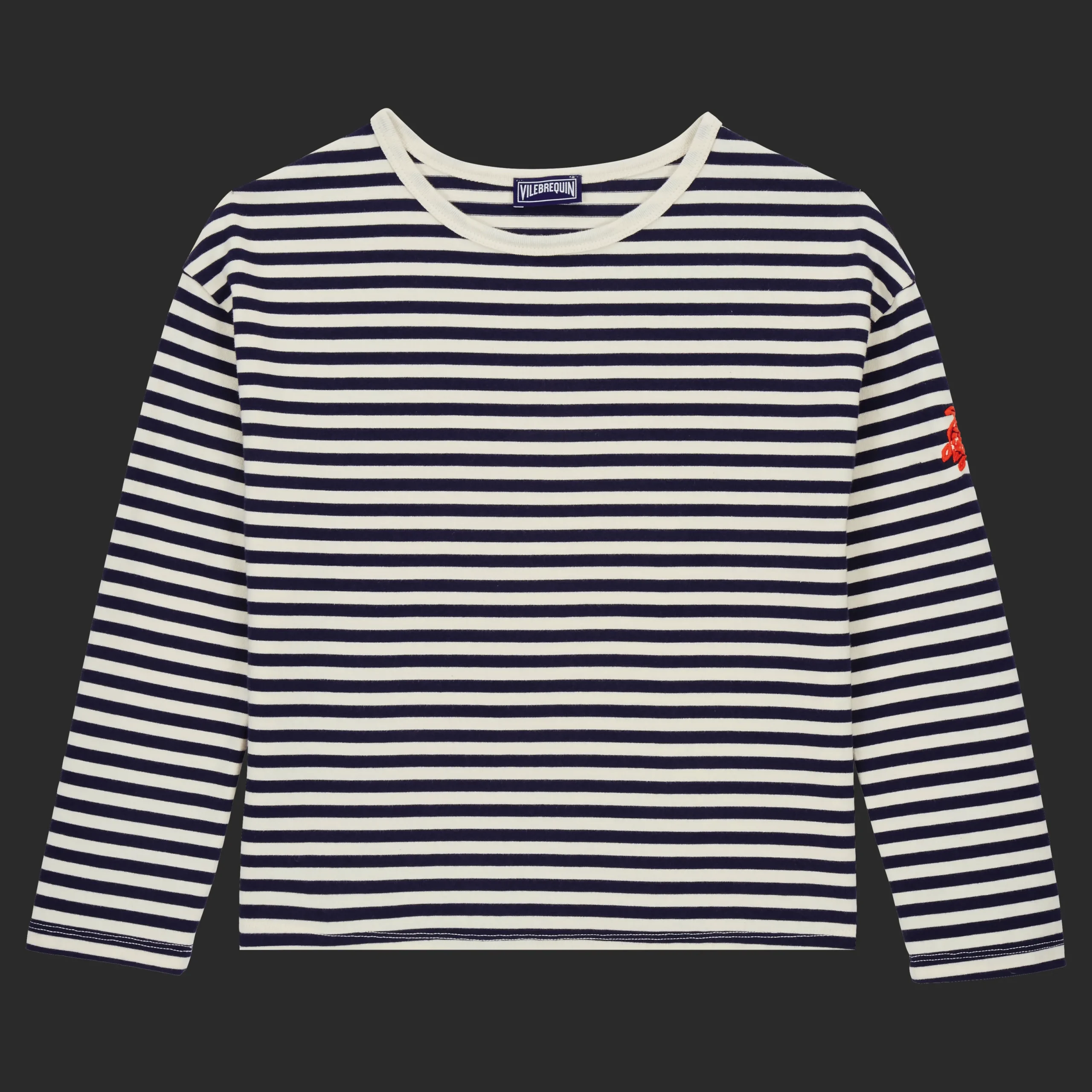 Shop Vilebrequin Girl'S Striped Long-Sleeve T-Shirt Navy/White/Blue